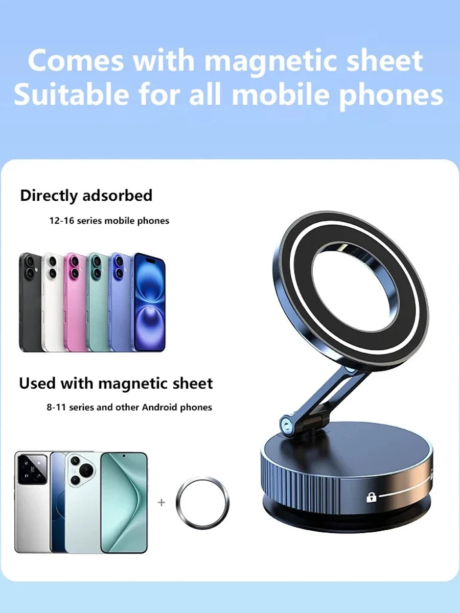 Magnetic Car Phone Mount – Strong Suction Foldable Holder