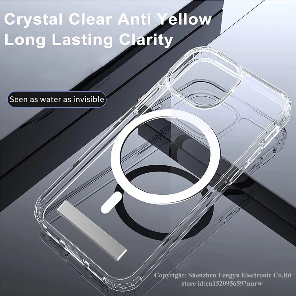 Clear Magnetic Kickstand Case – Wireless Charging Compatible for iPhone