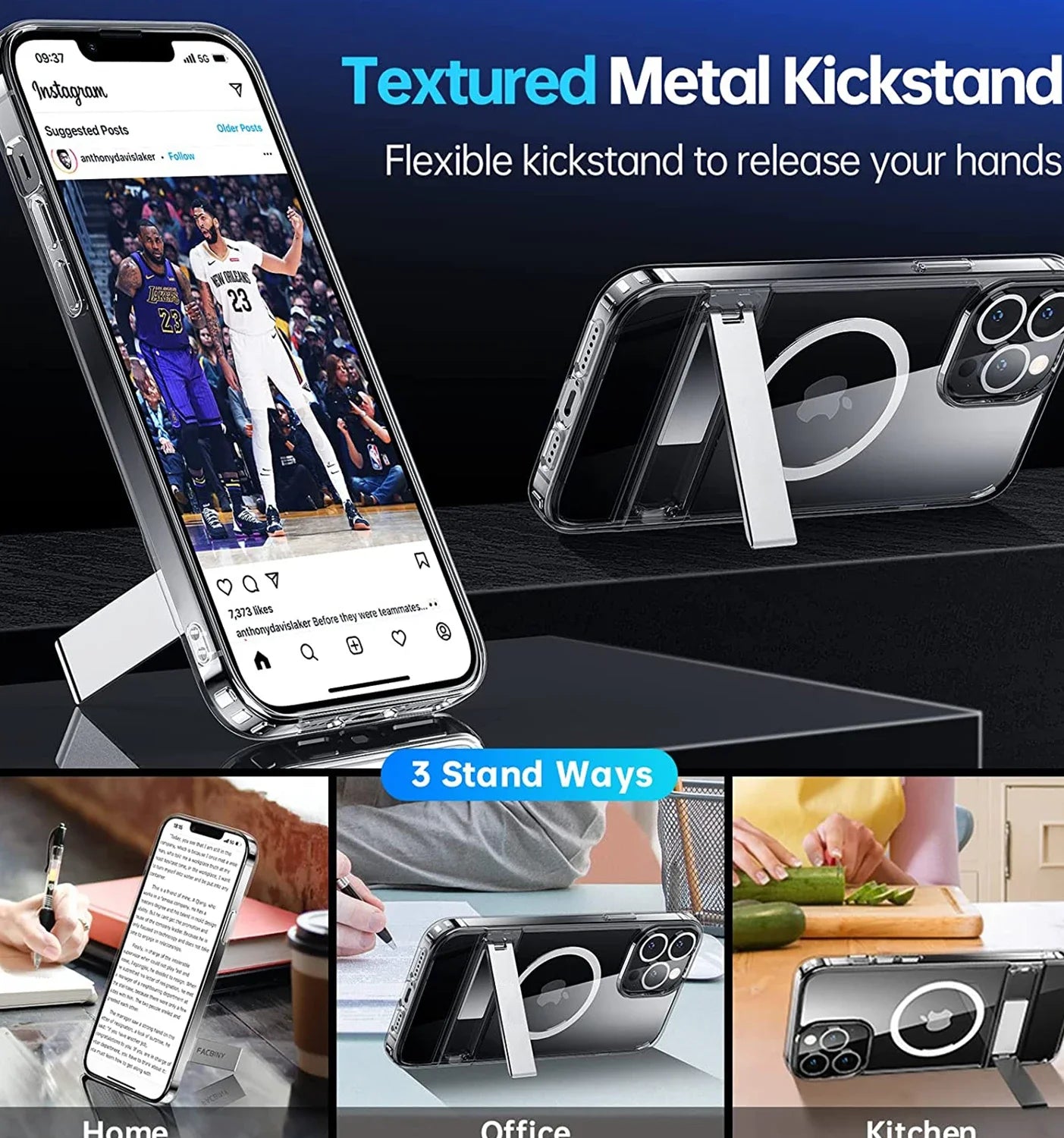 Clear Magnetic Kickstand Case – Wireless Charging Compatible for iPhone