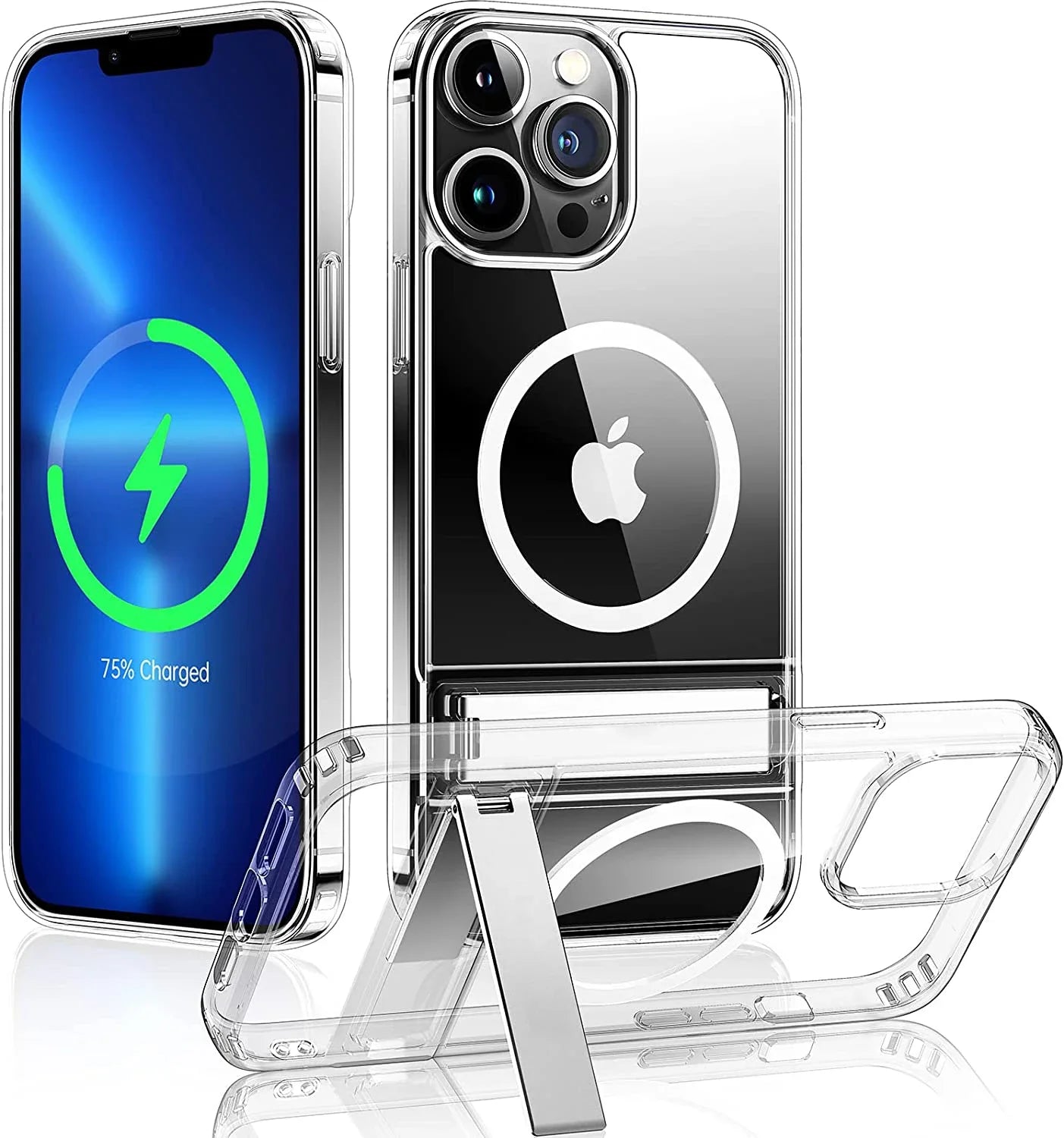 Clear Magnetic Kickstand Case – Wireless Charging Compatible for iPhone