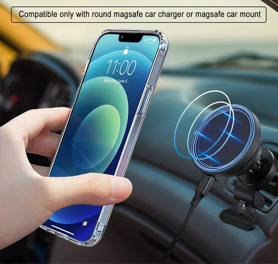 Clear Magnetic Kickstand Case – Wireless Charging Compatible for iPhone