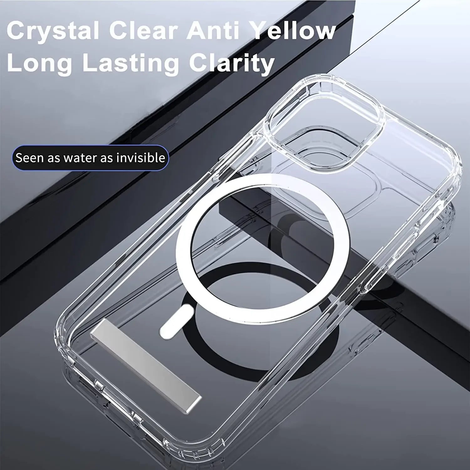 Clear Magnetic Kickstand Case – Wireless Charging Compatible for iPhone